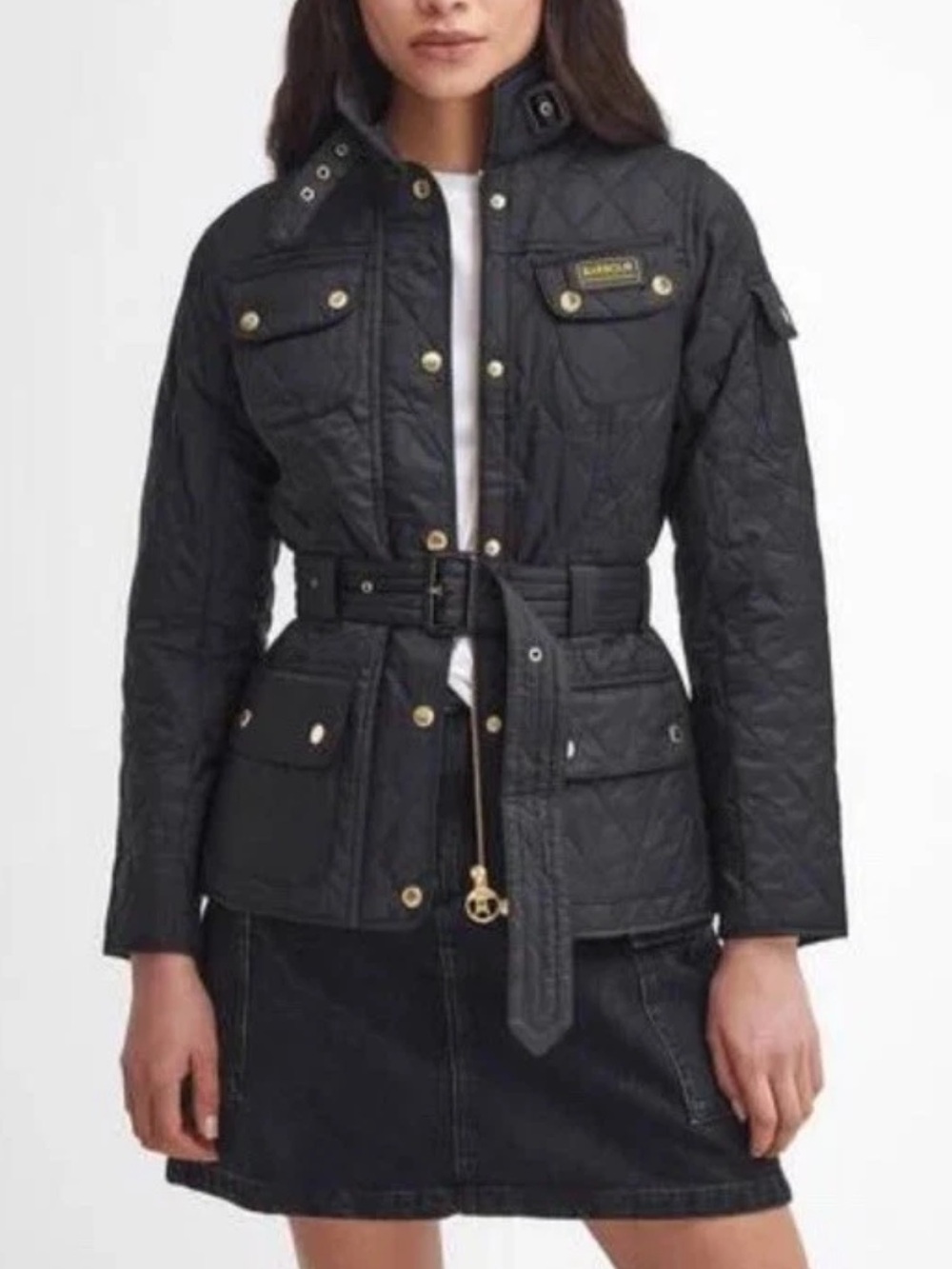 NWT Barbour International Women’s Polarquilt Moto Jacket Size 6 Black